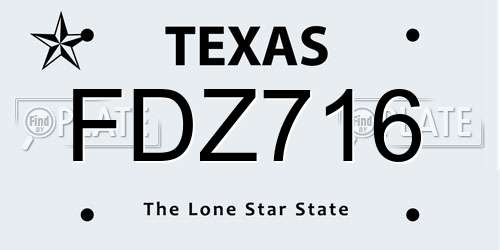 FDZ716 Texas License Plate