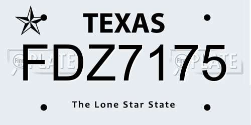FDZ7175 Texas License Plate