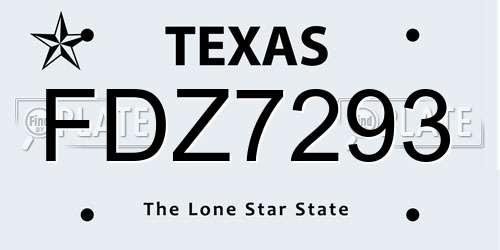 FDZ7293 Texas License Plate