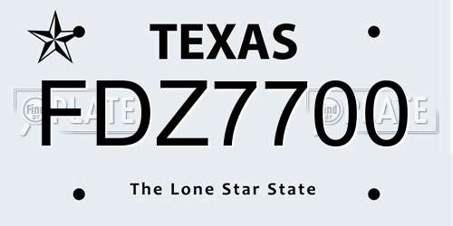 FDZ7700 Texas License Plate