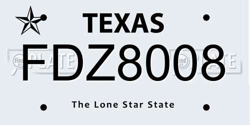 FDZ8008 Texas License Plate