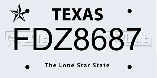 FDZ8687 Texas License Plate