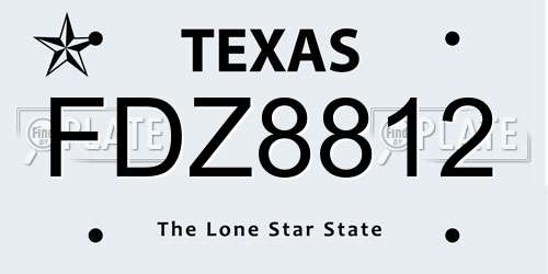 FDZ8812 Texas License Plate