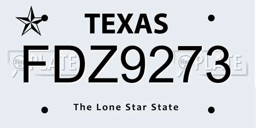 FDZ9273 Texas License Plate