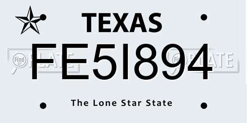 FE5I894 Texas License Plate