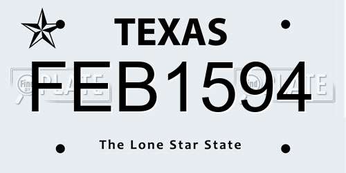 FEB1594 Texas License Plate
