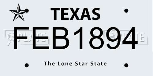 FEB1894 Texas License Plate