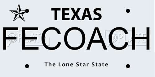 FECOACH Texas License Plate