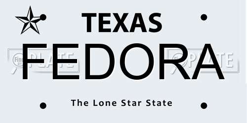 FEDORA Texas License Plate