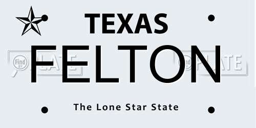 FELTON Texas License Plate