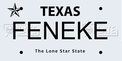 FENEKE Texas License Plate