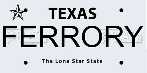 FERRORY Texas License Plate