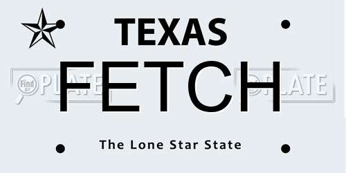 FETCH Texas License Plate