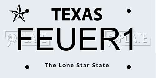 FEUER1 Texas License Plate