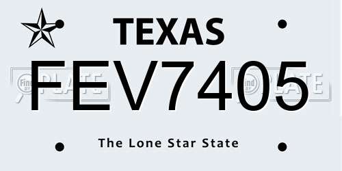 FEV7405 Texas License Plate