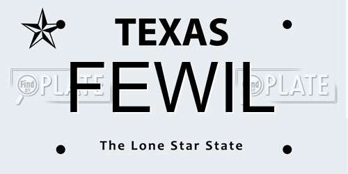 FEWIL Texas License Plate