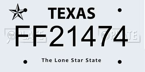 FF21474 Texas License Plate