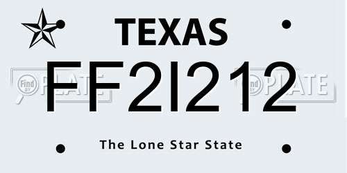 FF2I212 Texas License Plate