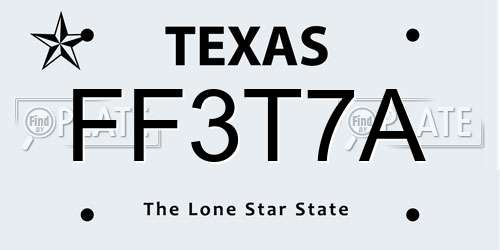 FF3T7A Texas License Plate