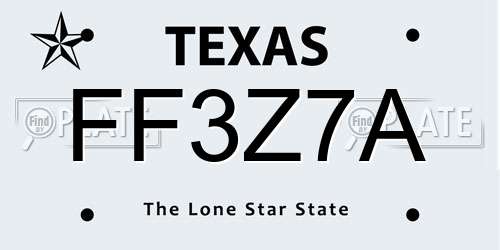 FF3Z7A Texas License Plate