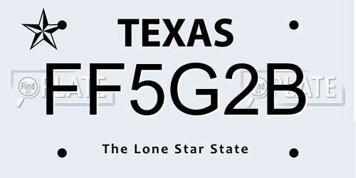 FF5G2B Texas License Plate