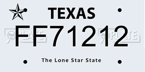 FF71212 Texas License Plate