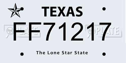 FF71217 Texas License Plate