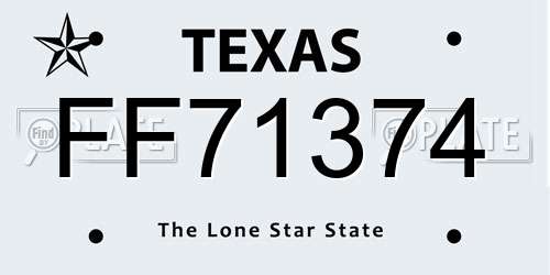 FF71374 Texas License Plate