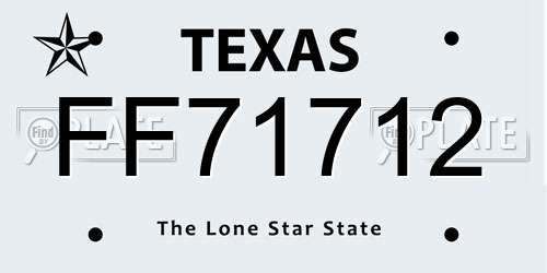FF71712 Texas License Plate