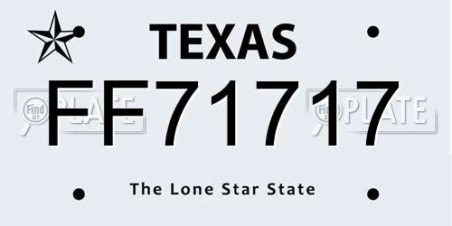 FF71717 Texas License Plate