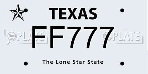 FF777 Texas License Plate