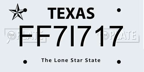 FF7I717 Texas License Plate