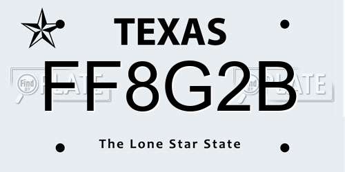 FF8G2B Texas License Plate