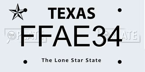 FFAE34 Texas License Plate