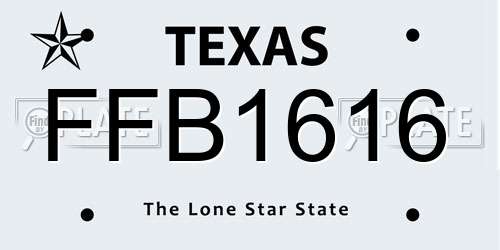 FFB1616 Texas License Plate