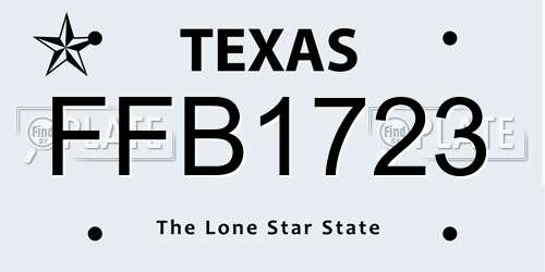 FFB1723 Texas License Plate