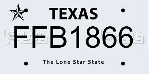 FFB1866 Texas License Plate