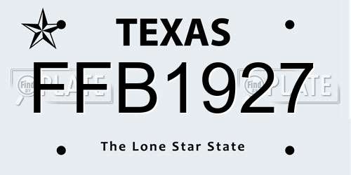FFB1927 Texas License Plate