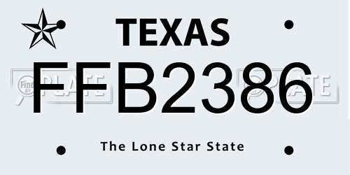 FFB2386 Texas License Plate
