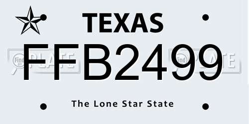 FFB2499 Texas License Plate
