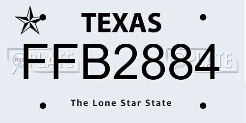 FFB2884 Texas License Plate