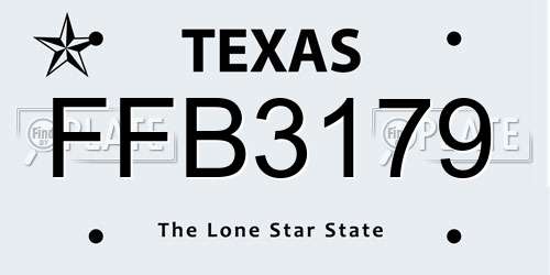 FFB3179 Texas License Plate
