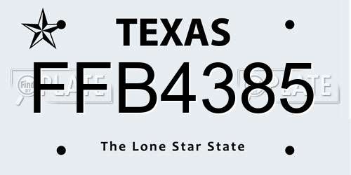 FFB4385 Texas License Plate
