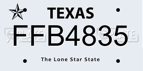 FFB4835 Texas License Plate