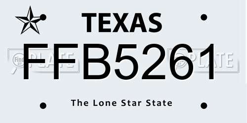 FFB5261 Texas License Plate