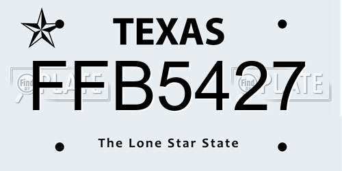 FFB5427 Texas License Plate