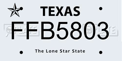 FFB5803 Texas License Plate