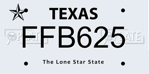 FFB625 Texas License Plate