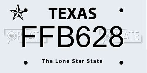 FFB628 Texas License Plate