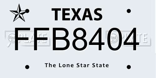 FFB8404 Texas License Plate